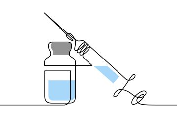 Vaccine needle and vial illustration